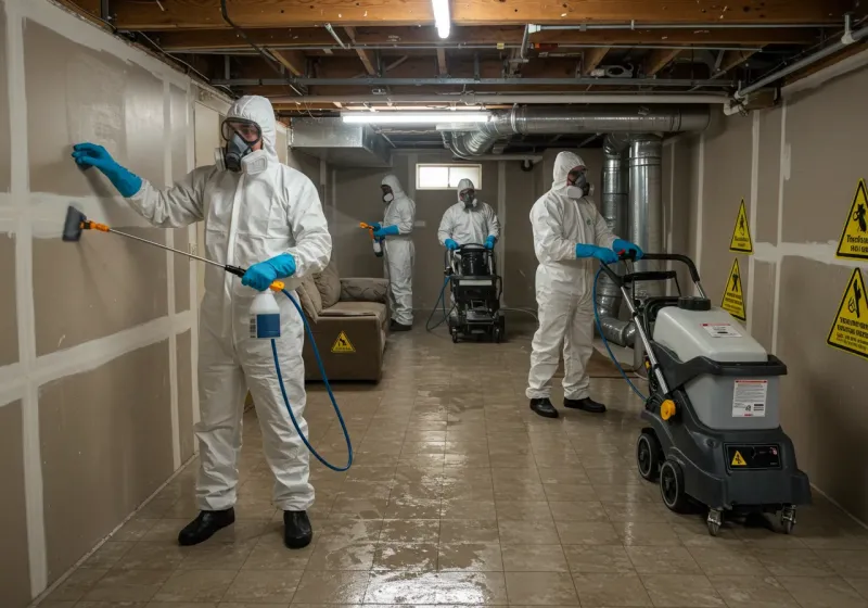 Basement Moisture Removal and Structural Drying process in East Foothills, CA